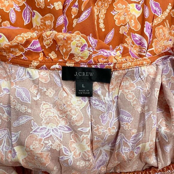 J. Crew Sleeveless Ruffle Floral Maxi Dress Orange Large - Picture 10 of 12